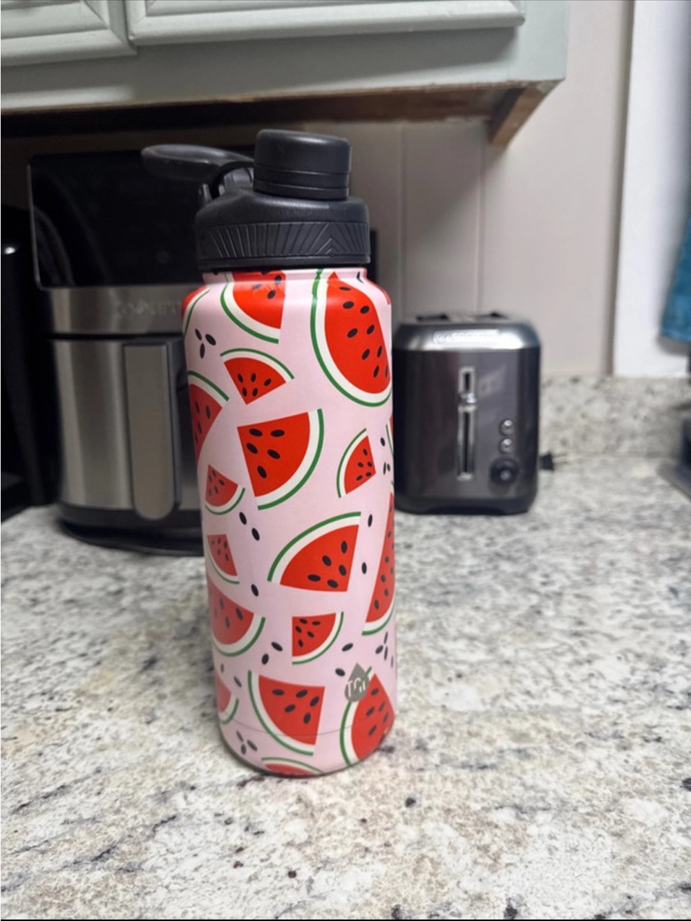 Insulated Pink Watermelon Pattern Bottle with Black Lid 40 FL OZ Brand TAL